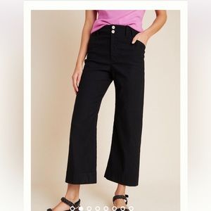 Anthropologie- By Anthropologie wide-leg, cropped, high-waisted pants